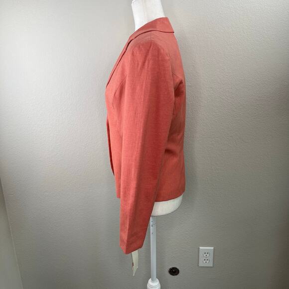 Allen by ABS Peach Linen Blend One Button Notch Lapel Blazer Jacket NWT Size 6 - Picture 8 of 12